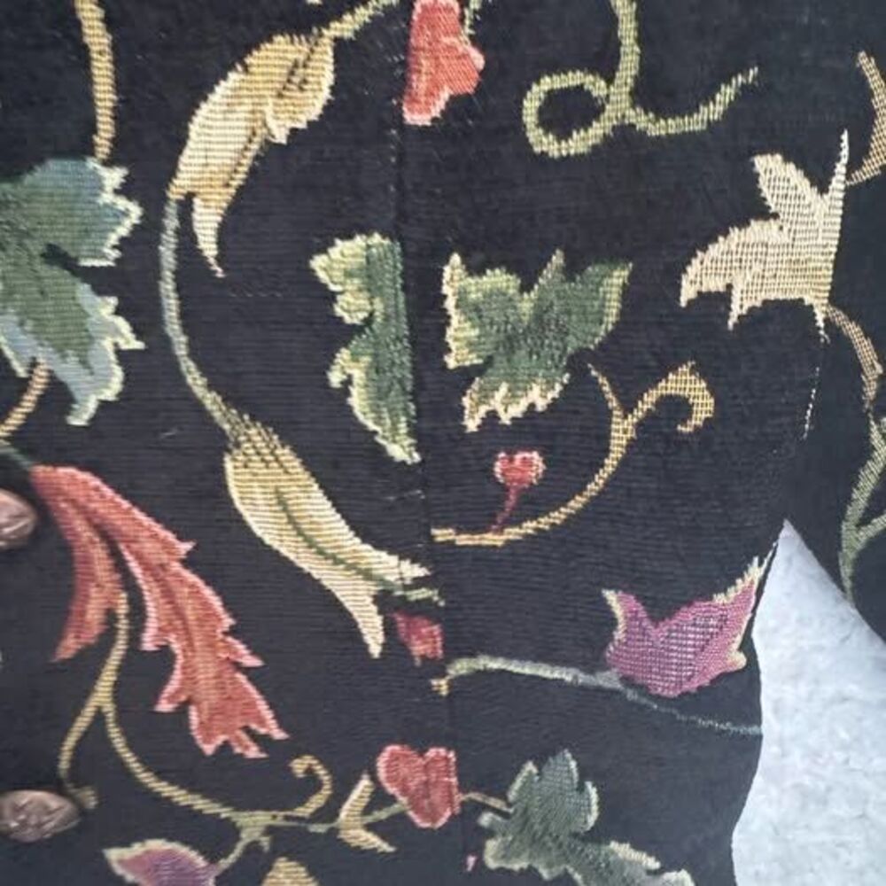 Vintage Erin London Black Floral Tapestry Blazer Jacket Women's Small - Picture 4 of 8